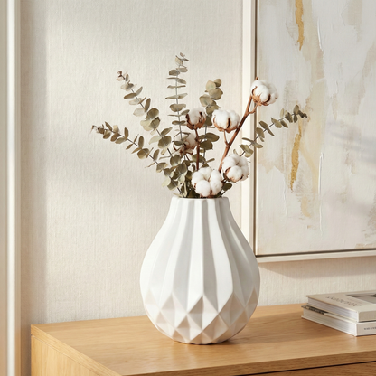 Deko- Vase NORA aus hochwertige Keramik  Ø22,5X25,5 CM Weiß