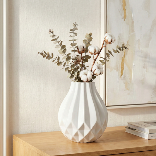 Deko- Vase NORA aus hochwertige Keramik  Ø22,5X25,5 CM Weiß