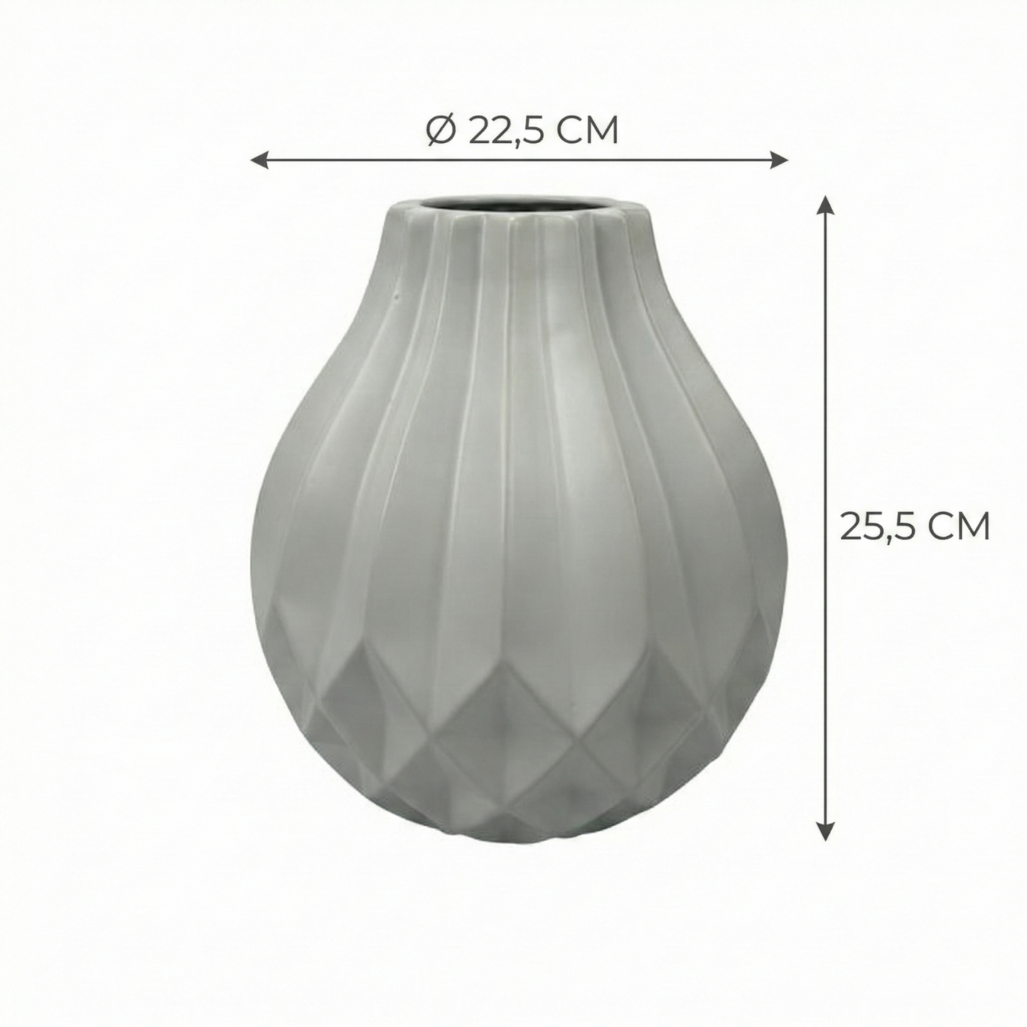 Deko- Vase NORA aus hochwertige Keramik  Ø22,5X25,5 CM Weiß
