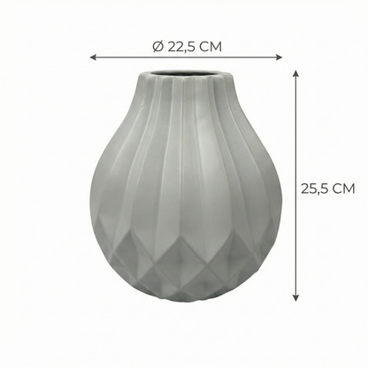 Deko- Vase NORA aus hochwertige Keramik  Ø22,5X25,5 CM Weiß