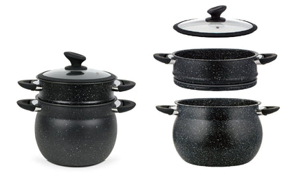 Topf-Set Sahra 3 tlg. Couscoussiere Kuskus Topfset Dampfgarer 4,2 L Ø20X21 CM