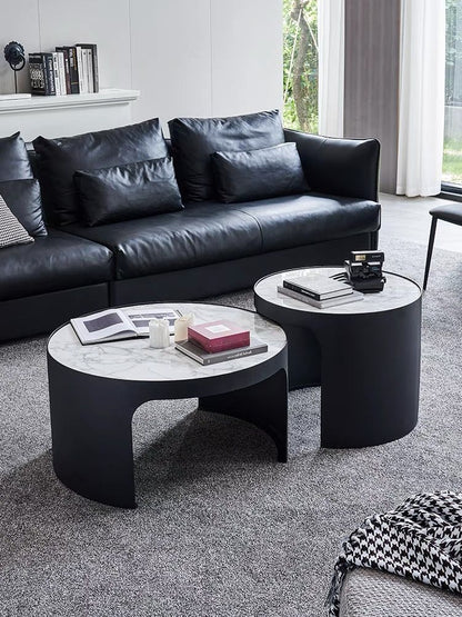 Couchtisch edles 2er Set Couchtisch mit weißer Marmor Optik 80cm