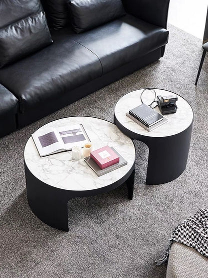 Couchtisch edles 2er Set Couchtisch mit weißer Marmor Optik 80cm