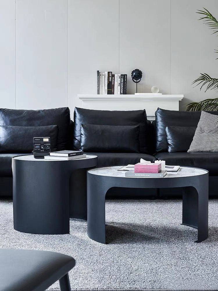 Couchtisch edles 2er Set Couchtisch mit weißer Marmor Optik 80cm