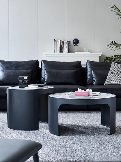 Couchtisch edles 2er Set Couchtisch mit weißer Marmor Optik 80cm