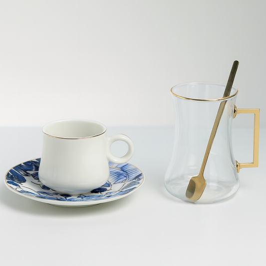 Tee und Espresso Set 24 Teilig 005 Blau