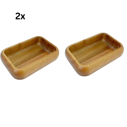 Servierschale Rechteckige Massivholz-Schale im Soft-Edge-Design Akazie Holz15 x 10 cm