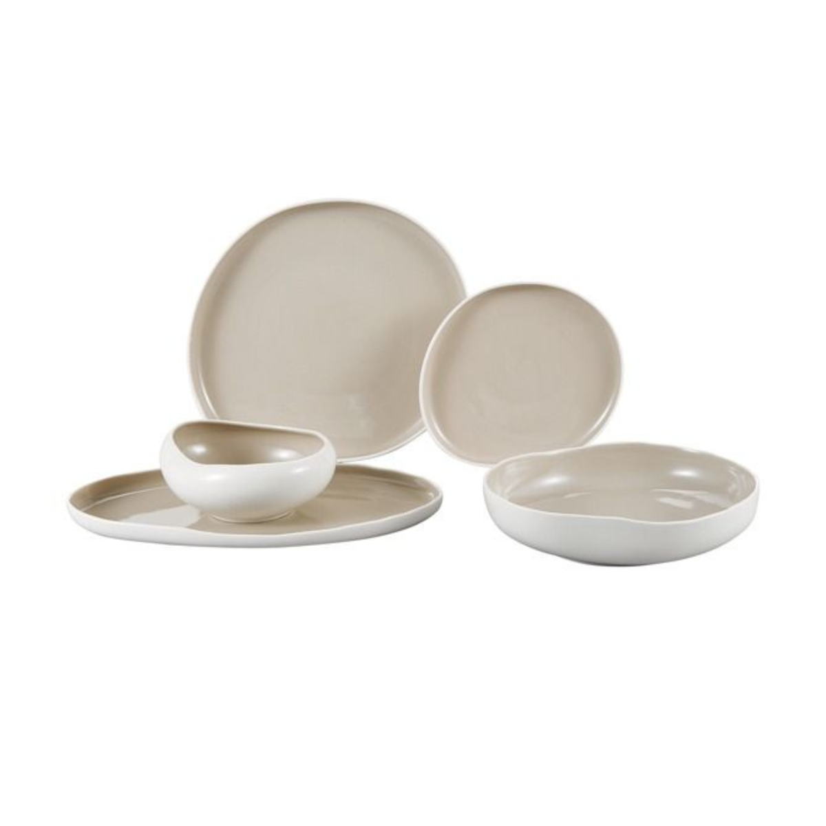 BRICARD Geschirr-Set Barles Tafelgeschirr, Porzellan, spülmaschinenfest 25-tlg. weiß-beige