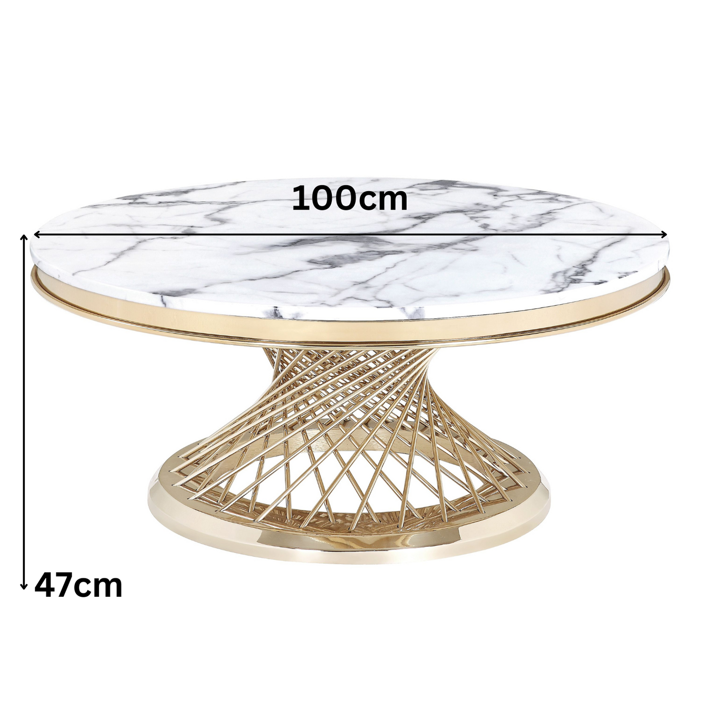 Couchtisch echtes Marmor weiß gold 100cm