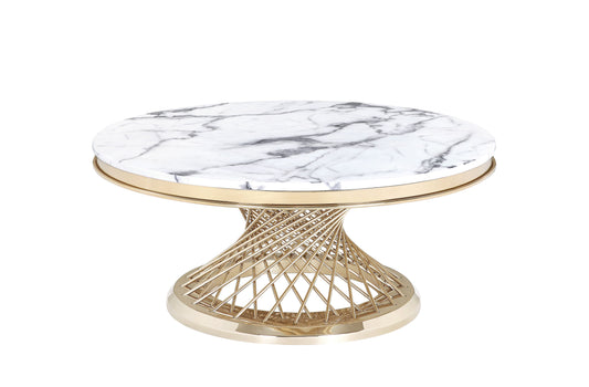 Couchtisch Beistelltisch echtes Marmor weiß gold 100cm