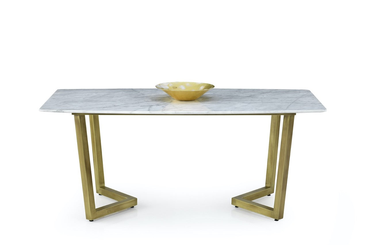 Esstisch Marmor – 170 x 90 x 75 cm Silberfarbenes Metallgestell & edle Marmorplatte