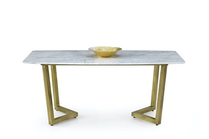 Esstisch Marmor – 170 x 90 x 75 cm Silberfarbenes Metallgestell & edle Marmorplatte