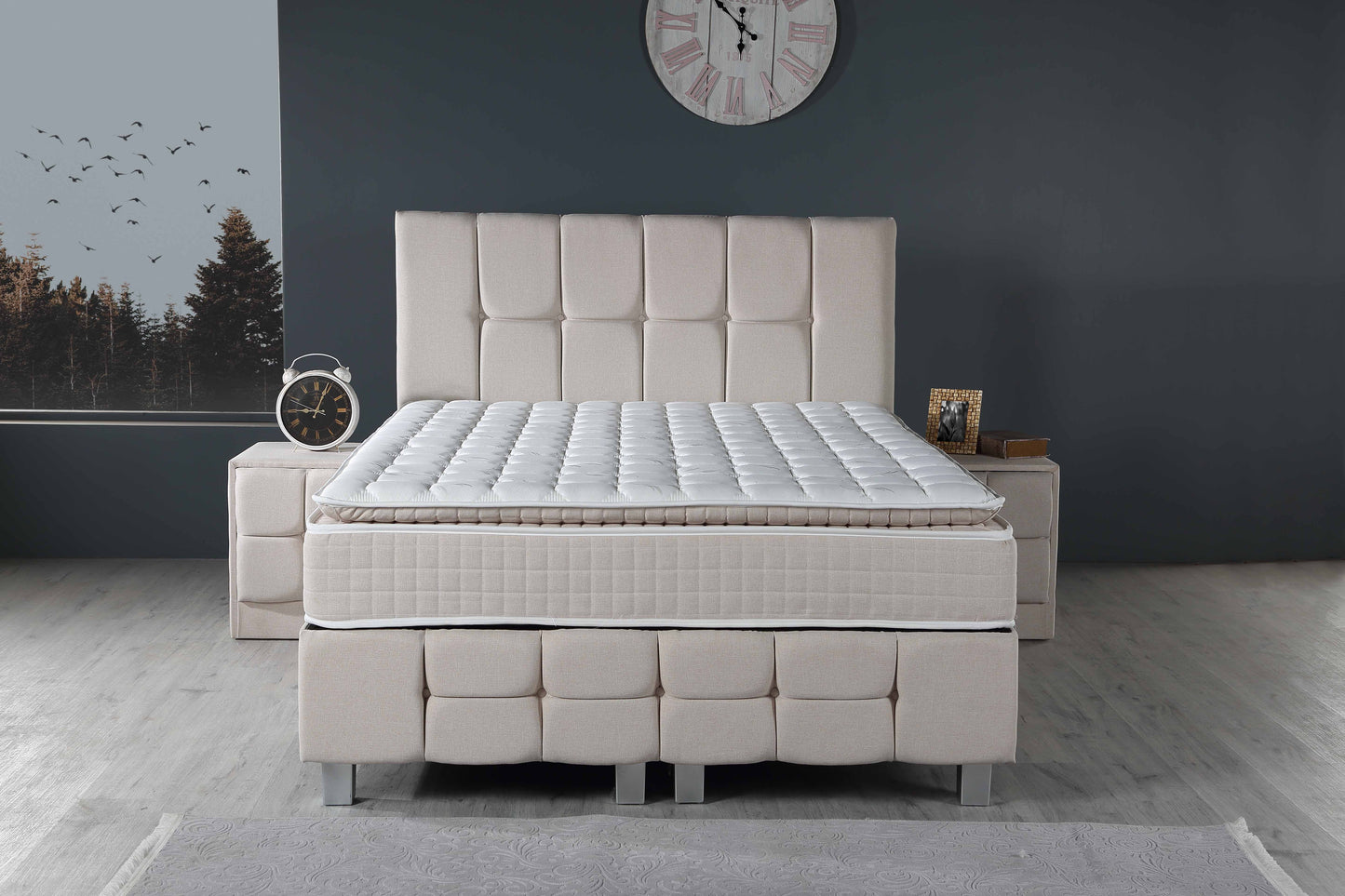 CAPRICE Cream Cotton Set Samt Boxspringbett Matratze Topper inklusive 140x200 - 180x200
