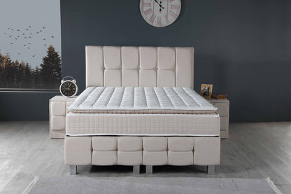 CAPRICE Cream Cotton Set Samt Boxspringbett Matratze Topper inklusive 140x200 - 180x200