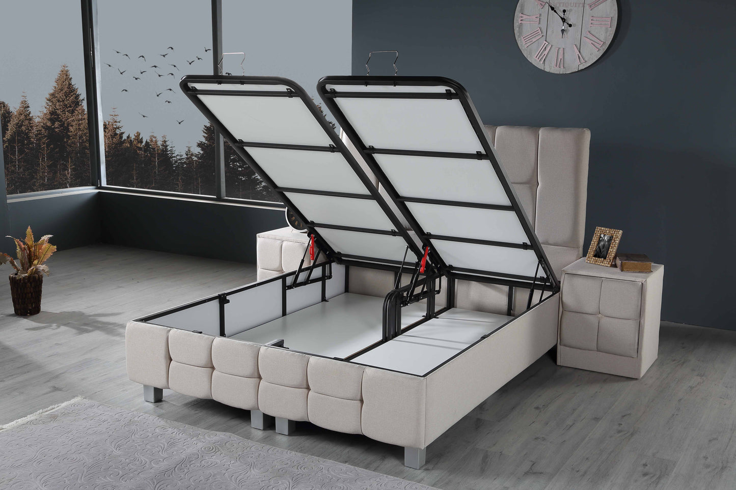 CAPRICE Cream Cotton Set Samt Boxspringbett Matratze Topper inklusive 140x200 - 180x200