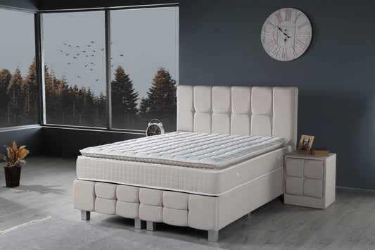 CAPRICE Cream Cotton Set Samt Boxspringbett Matratze Topper inklusive 140x200 - 180x200