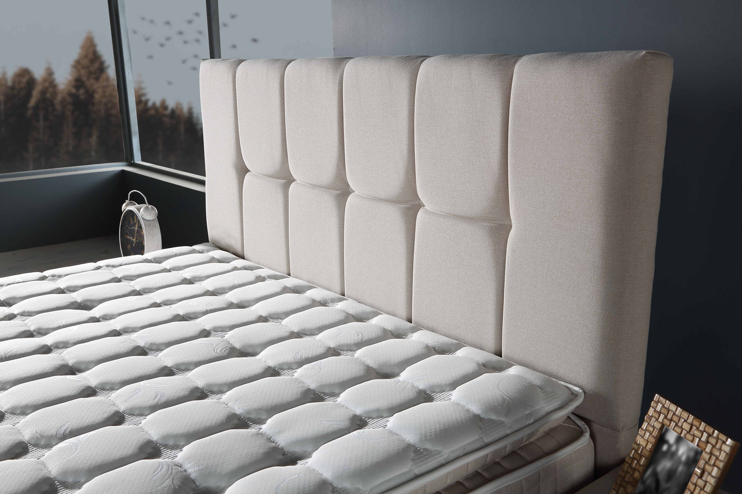 CAPRICE Cream Cotton Set Samt Boxspringbett Matratze Topper inklusive 140x200 - 180x200