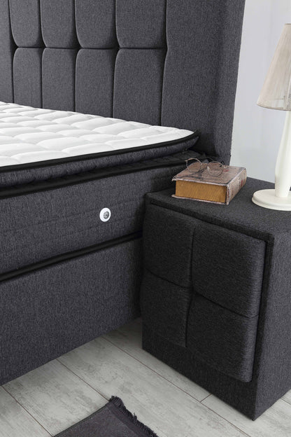 CAPRICE Anthrazit Cotton Set Samt Boxspringbett Matratze Topper inklusive 140x200 - 180x200
