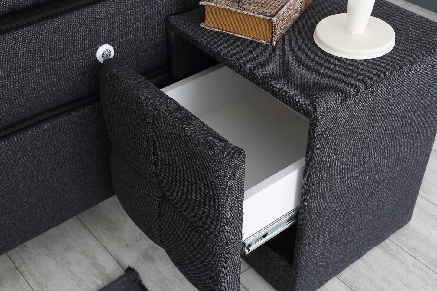 CAPRICE Anthrazit Cotton Set Samt Boxspringbett Matratze Topper inklusive 140x200 - 180x200