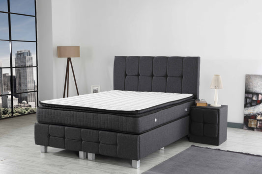 CAPRICE Anthrazit Cotton Set Samt Boxspringbett Matratze Topper inklusive 140x200 - 180x200