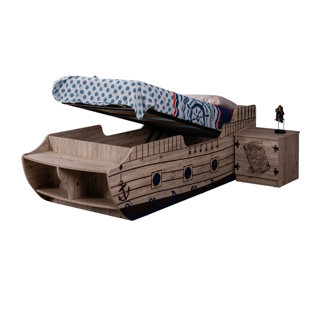 Kinderbett Matrosenbett CAPTAIN Schiffsform mit Stauraum