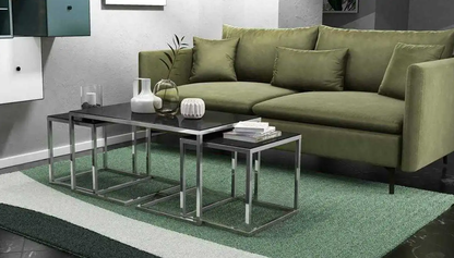Melissa Gold Couchtisch Beistelltisch Set schwarzes Glas 3 teilig