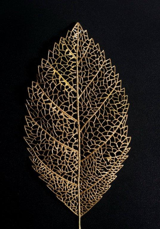 Goldenes Blatt mit schwarzem Hintergrund Gemälde 100x70cm