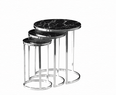 Beistelltische Couchtische DUNYA 3er Set Glas Mamor