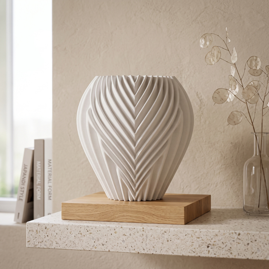 Design-Vase PINA Skulpturale Keramikvase mit 3D-Struktur und wellenförmigem Rand