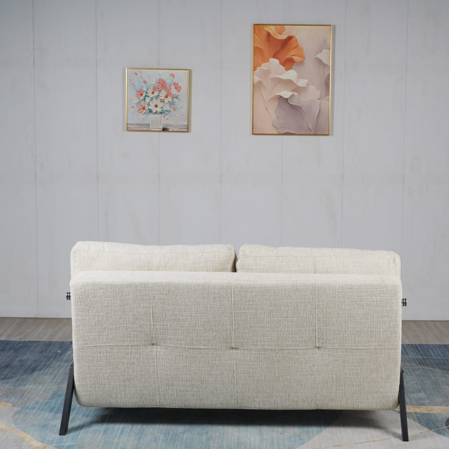 Schlafsofa Sessel mit 2in1 Design beige 2er Sitz mit Metallgestell inkl.Rückenpolster 151x96x40H CM