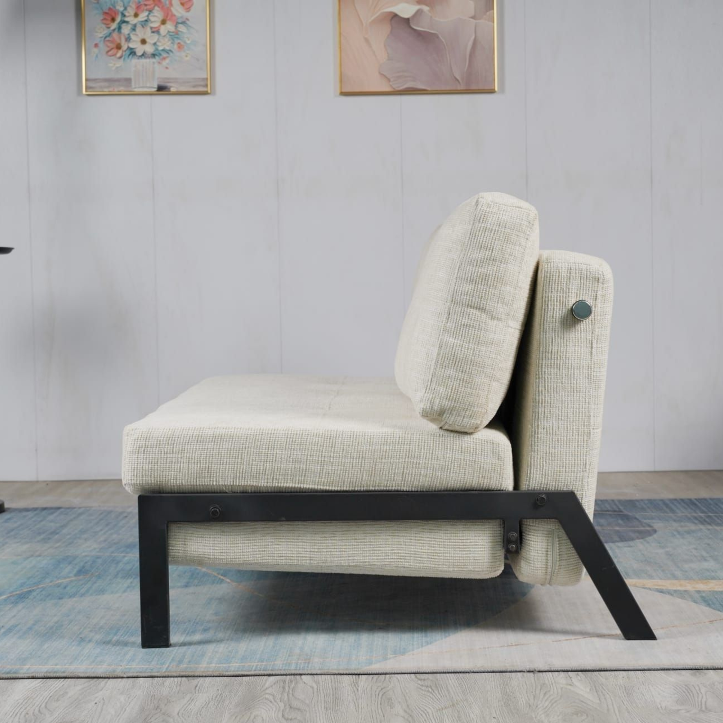 Schlafsofa Sessel mit 2in1 Design beige 2er Sitz mit Metallgestell inkl.Rückenpolster 151x96x40H CM