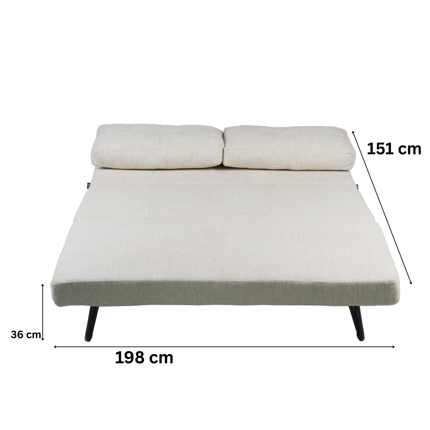 Schlafsofa Sessel mit 2in1 Design beige 2er Sitz mit Metallgestell inkl.Rückenpolster 151x96x40H CM