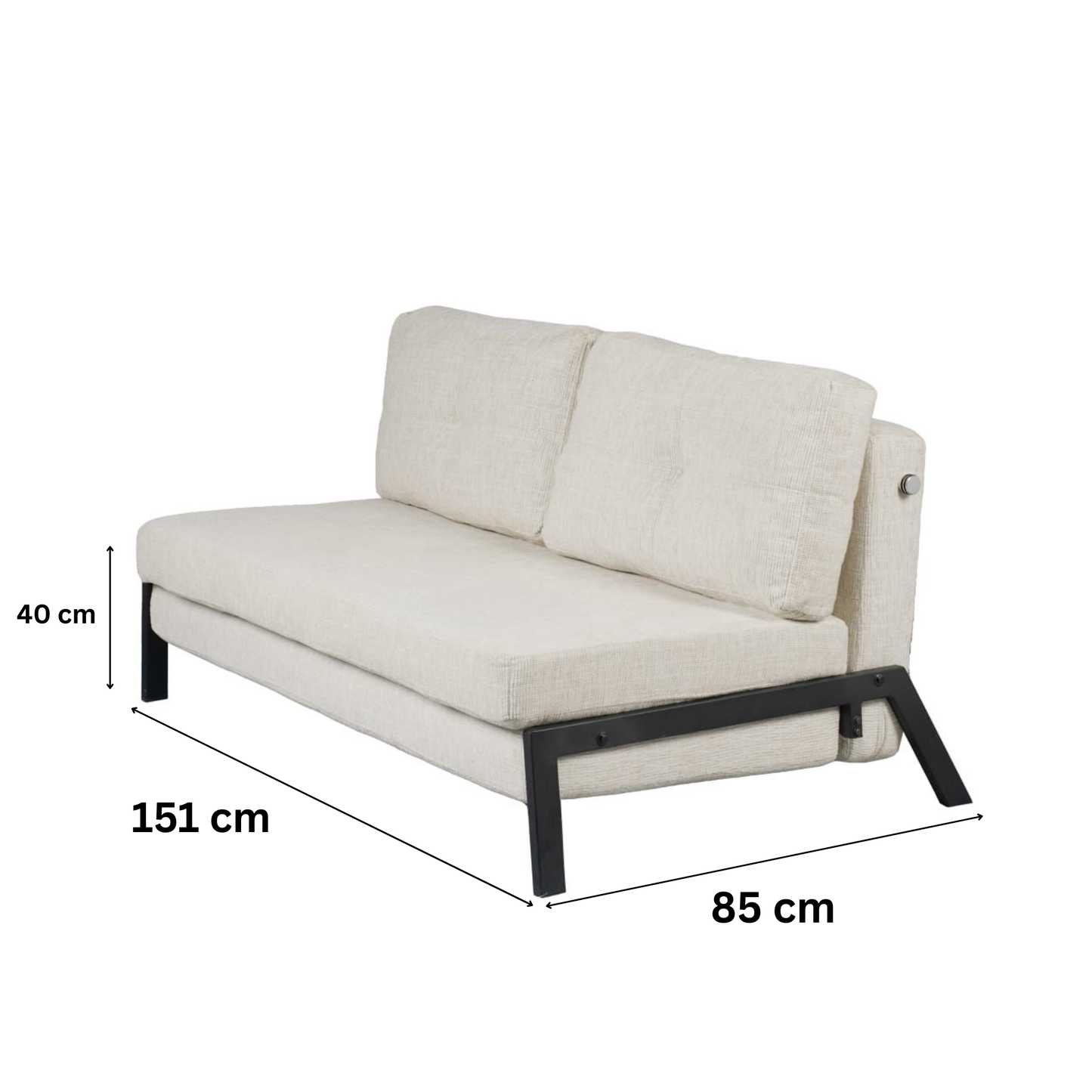 Schlafsofa Sessel mit 2in1 Design beige 2er Sitz mit Metallgestell inkl.Rückenpolster 151x96x40H CM