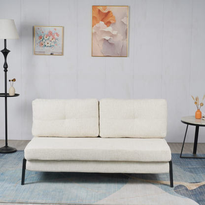 Schlafsofa Sessel mit 2in1 Design beige 2er Sitz mit Metallgestell inkl.Rückenpolster 151x96x40H CM