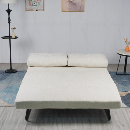 Schlafsofa Sessel mit 2in1 Design beige 2er Sitz mit Metallgestell inkl.Rückenpolster 151x96x40H CM