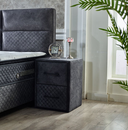 Boxspringbett  FOCUS Night Blue Velvet Set Samt Matratze Topper inklusive 160x200 - 180x200