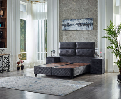 Boxspringbett  FOCUS Night Blue Velvet Set Samt Matratze Topper inklusive 160x200 - 180x200