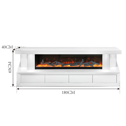 TV-Schrank Luxus Sideboard NOVA Kamin Funktion LED 180cm Weiss