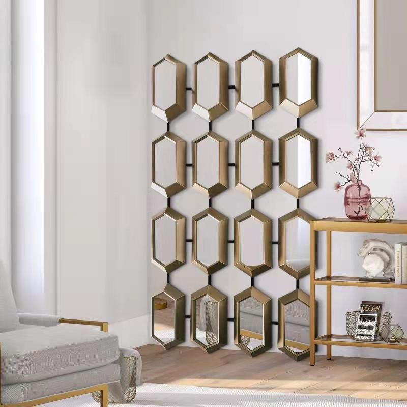 Metall gerahmter design Wandspiegel 170 x 100 cm Gold / Schwarz