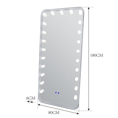 Moderne Ganzkörperspiegel/Standspiegel mit Bluetooth und LED Beleuchtung Silber 180 x 80 cm