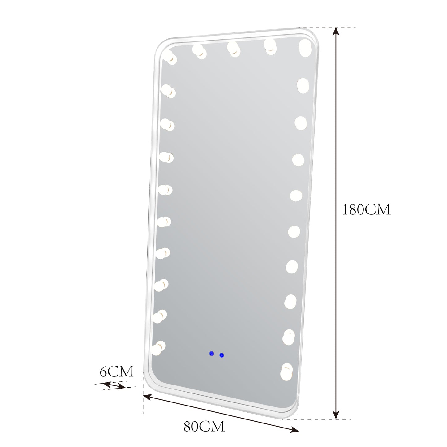 Moderne Ganzkörperspiegel/Standspiegel mit Bluetooth und LED Beleuchtung Weiss 180 x 80 cm