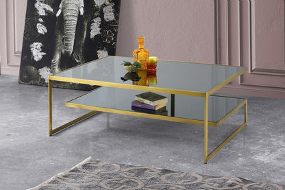 Couchtisch mit gehärteter Glasplatte in edlem Design (1-Tisch), 2 Ebenen 120x80x45cm