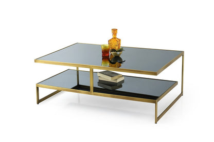 Couchtisch mit gehärteter Glasplatte in edlem Design (1-Tisch), 2 Ebenen 120x80x45cm