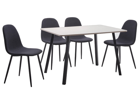 Essgruppe Set 5 Tlg. Inkl. Tisch weiß/schwarz 120x80cm