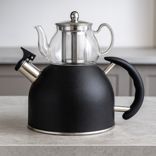 Teekanne Gaya Retro 2er Set 2,5 L Hitzebeständig Schwarz
