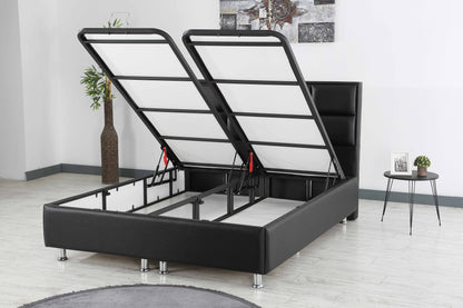 Hypersoft DEMONTE schwarz Polyurethan Leder Boxspringbett Set 3 teilig 90x200 - 180x200
