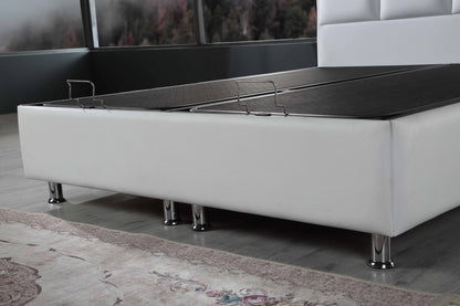 Hypersoft DEMONTE weiß Polyurethan Leder Boxspringbett Set 3 teilig 90x200 - 180x200