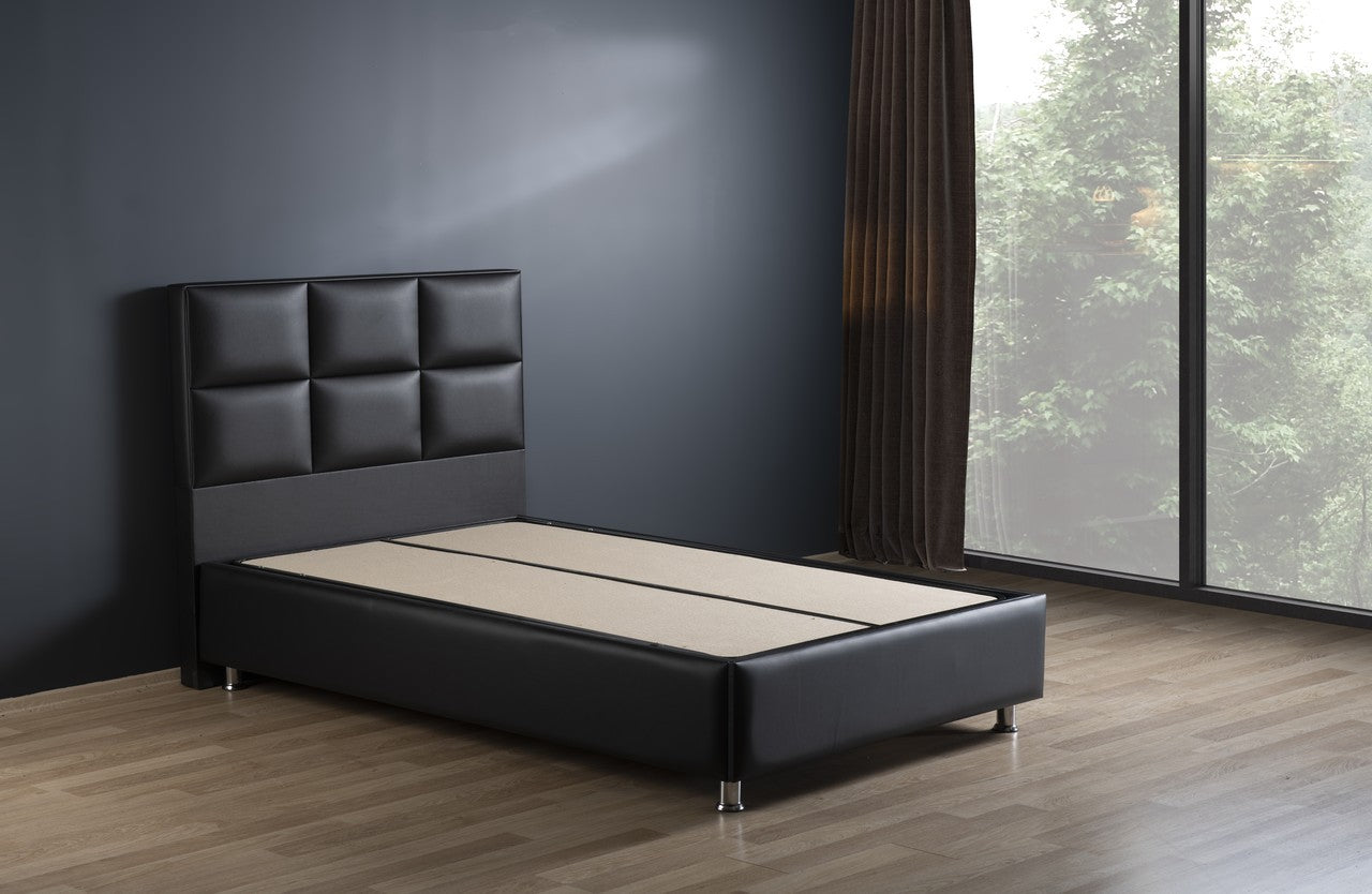 Hypersoft DEMONTE schwarz Polyurethan Leder Boxspringbett Set 3 teilig 90x200 - 180x200