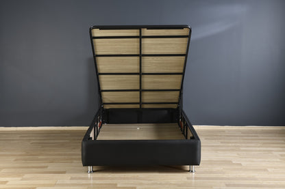 Hypersoft DEMONTE schwarz Polyurethan Leder Boxspringbett Set 3 teilig 90x200 - 180x200