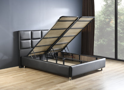 Hypersoft DEMONTE schwarz Polyurethan Leder Boxspringbett Set 3 teilig 90x200 - 180x200